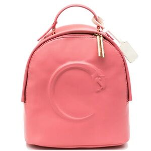 Roberto Cavalli Class NEW Snake Logo Pink Leather Backpack‎ Shoulder Bag Chain